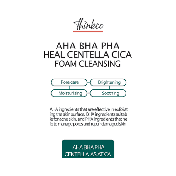 Thinkco AHA BHA PHA HEAL Centella Cica Foam Cleansing